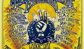 Posters like this, with their impressive lists of scheduled performers, were a magnet for would-be festival-goers. The basic, now iconic, design on this one (by Lance Bragg) was used on posters for three different rock festivals in 1969 and 1970.