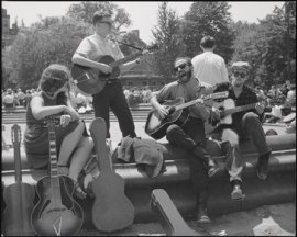 Washington Square Sunday folk singing early 1960s Museum of City of New York gift of Nat Norman